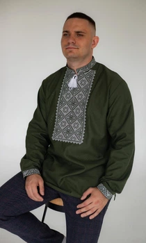 Вишиванка чоловіча vishivano4ka 319-11 42 хакі