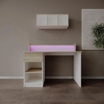 Комп'ютерний стіл Банні СOLLECTION RGB з підсвіткою Дуб Сонома /Білий 1000x750/900x600 мм ( арт. SKRZ1000-049 )