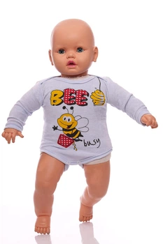Боди с длинным рукавом для мальчика велюр голубое Bee MiniPapi 74 см (27523)