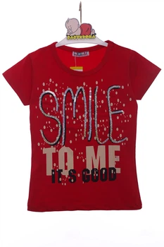 Футболка для девочки трикотажная smile красная 128 см (38292)