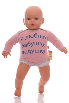 Боди с длинным рукавом для девочки велюр розовый Люблю бабушку MiniPapi 62 см (26724)
