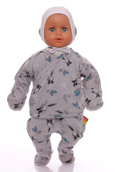 Комплект ползунки и распашонка кулир Babykroha с Зайкой серый 62 см (50135)