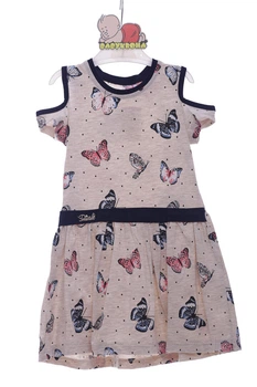 Платье летнее с коротким рукавом интерлок Butterly Love бежевое 98 см (42645)