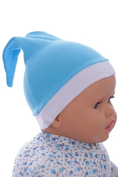 Шапка ковпачок для хлопчика інтерлок Babykroha бірюзовий 1м+ (41964)