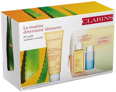 Набір для догляду за обличчям Clarins Зволожуючий тонік 50 мл + Пінка для зняття макіяжу 125 мл + Пінка для зняття макіяжу з очей 30 мл + Косметичка (3666057207815)