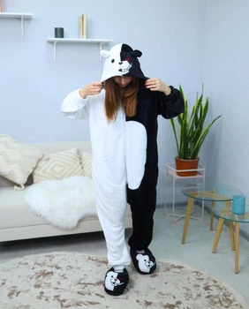 Женская кигуруми взрослая и подростковая на молнии Kigurumi Аниме Данганронпа Робот-Медведь Монокума Кума Моно Черно-белый M 155-165 см (1115)