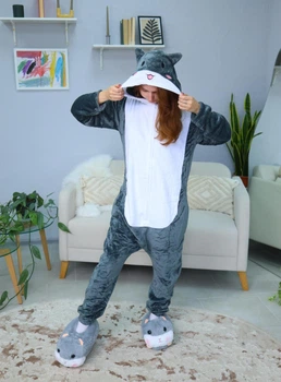 Женская кигуруми взрослая и подростковая Kigurumi Милый Хомячек Аниме Хомяк Серый L 165-175 см (1120)