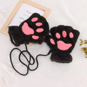 Рукавицы без пальцев Кошачьи лапки (митенки) (чорный цвет)