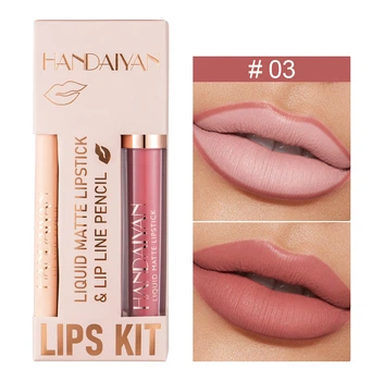Набор 2в1 жидкая матовая помада и карандаш контурный для губ Handaiyan Lips Kit 03