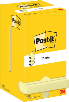 Papier do notatek 3M Post-It Samoprzylepny Z-Notes 76 x 76 mm 100 arkuszy 12 szt Żółty (4064035065669)