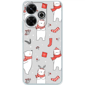Силиконовый Чехол с Картинкой для Xiaomi Redmi 13 Принт (Новогодний, Мишки) (57347-ysm1891)