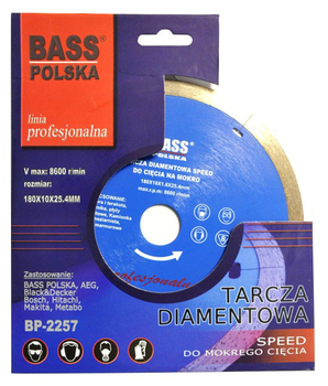 Tarcza diamentowa Bass Polska do cięcia na mokro 180 mm 2257 (5902067612255)