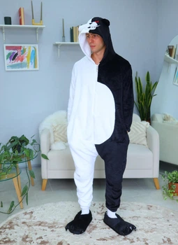 Чоловічі кігурумі доросла та підліткова Kigurumi Аніме Данганронпа Робот-Ведмідь Монокума Кума Моно Чорно-білий XL 175-185 см (1115/2)