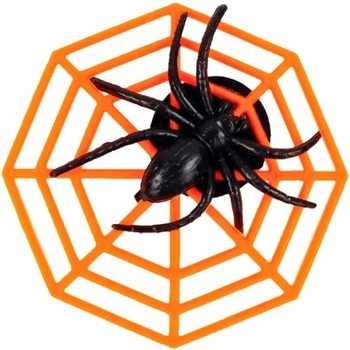 Брошка-заколка Павутинка з павучком Seta Decor 19-972-OR-BLK