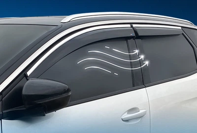 Хромированные ветровики (4 шт, Sunplex Chrome) для Peugeot 3008 2016-2023 годов.