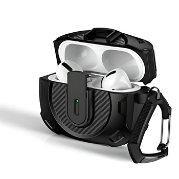Защитный ударопрочный чехол Yoobao для наушников AirPods PRO 2 с карабином и защёлкой, чёрный