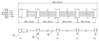 Kabel zasilający Delock Cable Power Molex 4 pin plug > 4 x SATA 15 pin 40 cm (4043619601424)