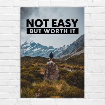 Плакат-постер на стену с мотивационным принтом "Not easy but worth it" А1 ПЛ000894А1
