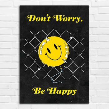 Плакат-постер Кавун Don't Worry Be Happy А3 Різнокольоровий ПЛ000927А3