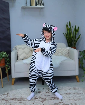 Пижама кигуруми Kigurumi для мальчика Зебра Черно-белый на рост 120 - 130 см (201742)