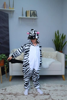 Пижама кигуруми Kigurumi для мальчика Зебра Черно-белый на рост 155 - 165 см (201742)