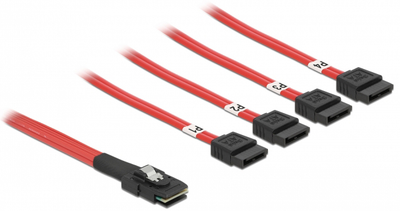 Kabel Delock Mini SAS SFF-8087 - 4 x SATA 7 pin 0.5 m Red (4043619830572)