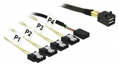 Kabel Delock Mini SAS HD SFF-8643 - 4 x SATA 7 Pin + Sideband 1 m  (4043619857326)