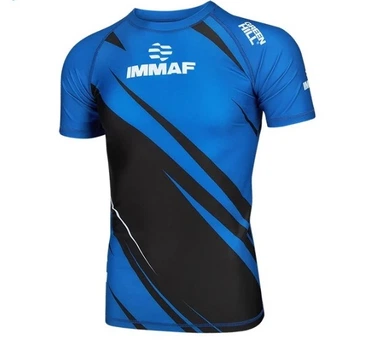 Футболка GREEN HILL Rash Guard MMA IMMAF с коротким рукавом синий size S