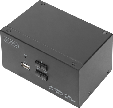 KVM-перемикач Digitus 2-портовий Dual-Display, 4K, 6x HDMI, 2x USB A (DS-12860)