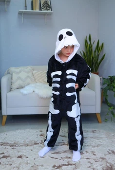 Пижама кигуруми Kigurumi для мальчика Скелет Черно-белый на рост 145 - 155 см (202242)