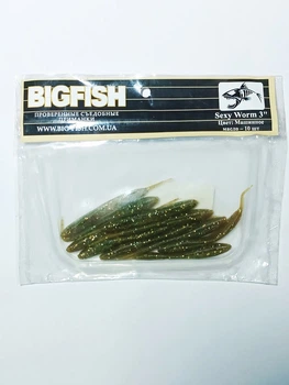 Силікон їстівний Big fish Sexy Worm 3" col. Машинна олія 10шт/уп