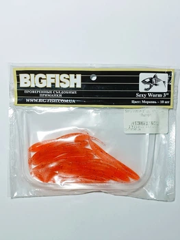 Силікон їстівний Big fish Sexy Worm 3" col. Морква 10шт/уп