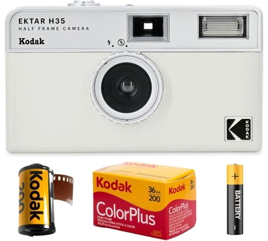 Набір із плівковим фотоапаратом Kodak Ektar H35 Half Frame Camera H35 білий / плівка Kodak Color Plus / батарейка