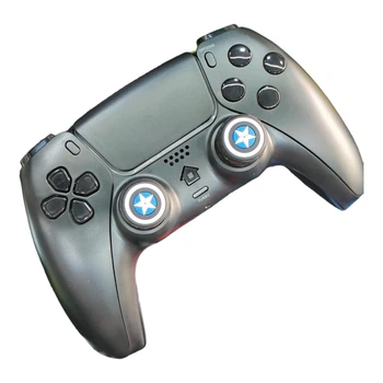 Силіконові накладки для джойстика Playstation 3, 4, 5/PS3/PS4/PS5/Xbox (комплект 2 шт) Captain America Black