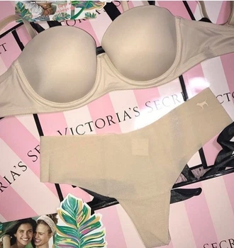 Комплект балконет Push-up + стринги Victoria's Secret 337-712 75Е-S Бежевый