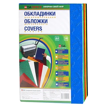 Обложки для переплета D&Art А4 картонные 230 г/м2 под кожу 5 цветов 100 шт (1220101020100)
