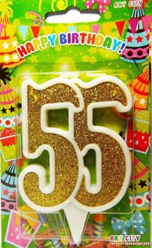 Свічка цифра ювілейна золото "55"