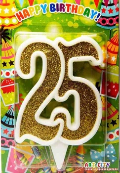 Свеча цифра юбилейная золото "25"