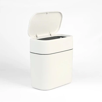 Відро для сміття MBM HOME з кришкою BIN-23 10L WHITE/GRAY біло-сіре