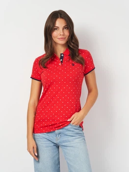 Поло женское U.S. Polo Assn Dot Print Pique Polo Shirt 214922-ZH00A XS Красное (786665546496)