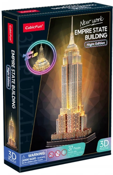 Пазл 3D Cubic Fun Empire State Building Нічна версія 37 елементів (6944588205393)