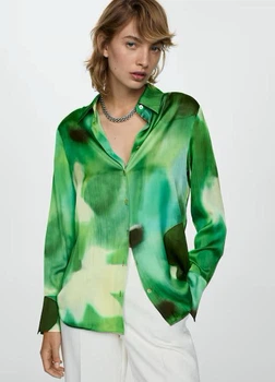 Рубашка MANGO 77094070-AQUA Зеленый M KL0062