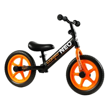 Беговел детский 2-4 лет колеса 12 дюймов CORSO Neo Черный с оранжевым