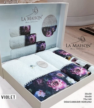Подарочный набор полотенец La Maison, 3 шт. с ароматом Violet Ekru