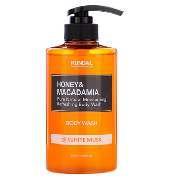 Гель для душа KUNDAL Honey & Macadamia Body White Musk с медом с макадамией аромат "Белый мускус", 500 мл