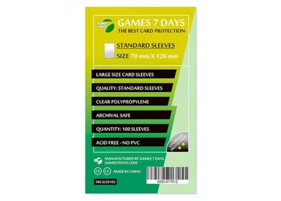 Протектори для карт Games7Days STANDART 100шт. Large 70x120мм