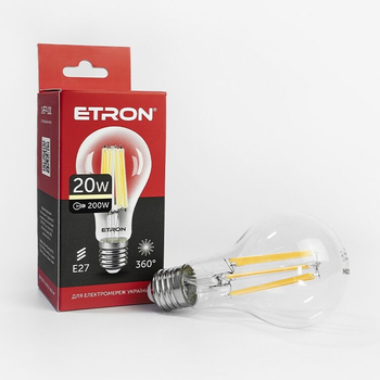 Світлодіодна філаментна LED лампа E27 20W А65 3000K ETRON 1-EFP-101 Filament