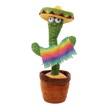 Танцующий кактус в горшке с подсветкой и функцией повторения Dancing Cactus, зеленый