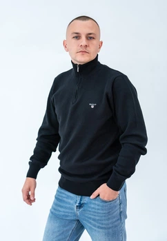 Кофта мужская GANT Men's Classic Cotton Half Zip Sweater E-166 Black XL