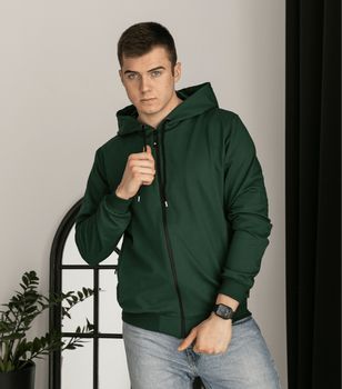 Кофта SIZE+ з блискавкою - HECTOR - 18154 - 3XL - Темно-зелений